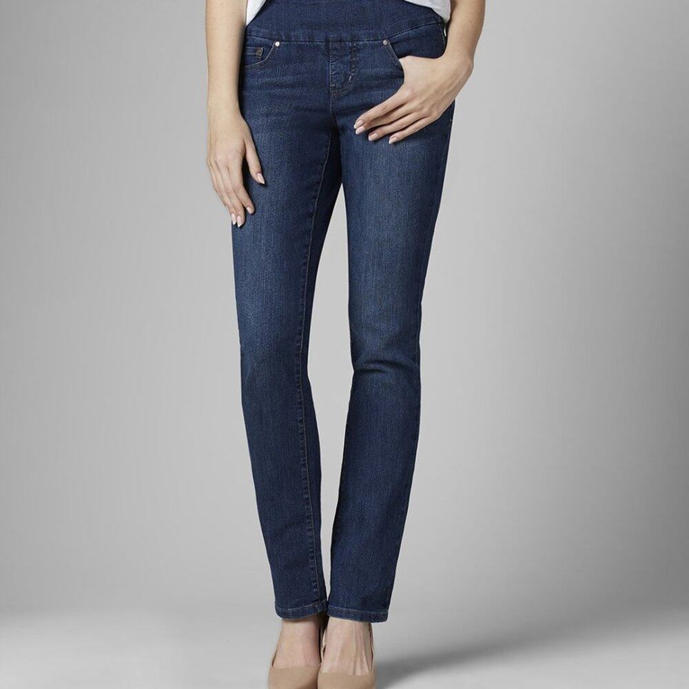 Jag Jeans High Rise Women 4 Peri Pull On Stretch Straight Leg Dark Wash Slimming